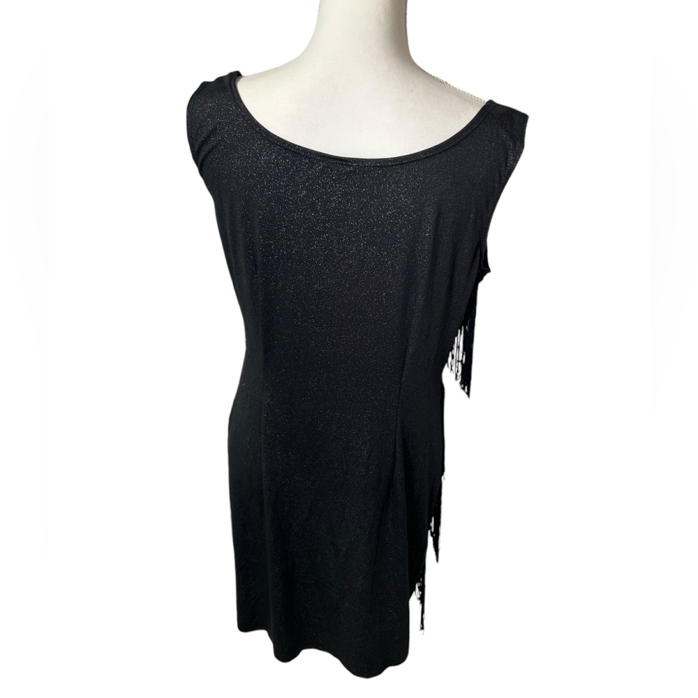 LEADTEX womens black flapper fringe costume size L 10/12 NWOT